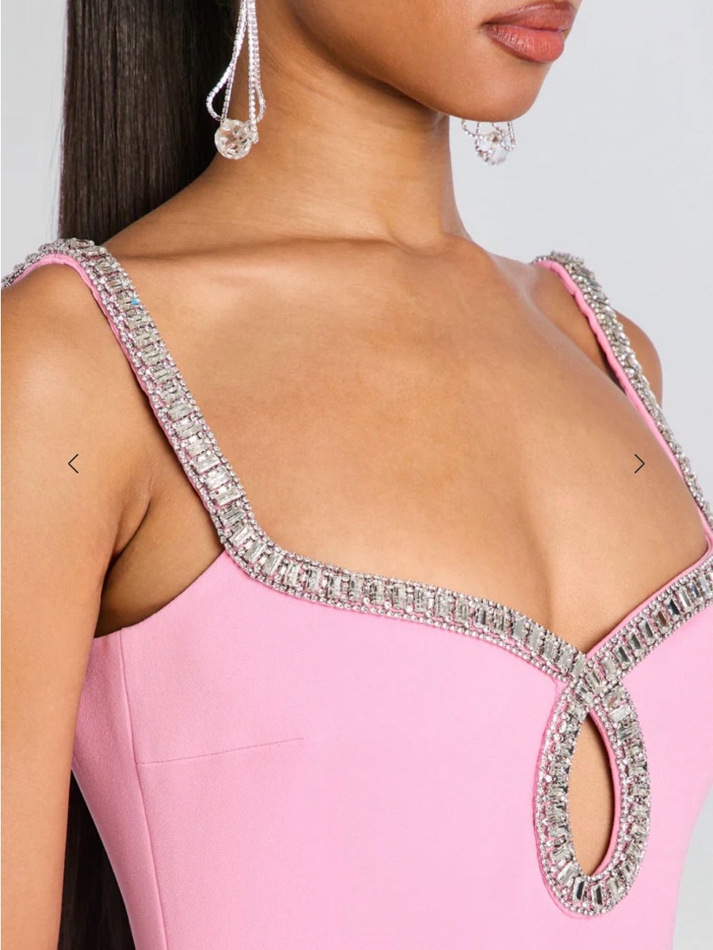 Retrofete Pink Crystal-Trim Keyhole Mini Dress - Picture 2 of 4